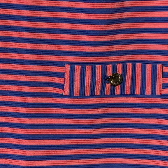 Lilly Pulitzer Womens Size Large Charlene Striped Sheath Dress Pink Pockets Work - Picture 3 of 4